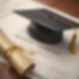 A close-up of a graduation cap and diploma symbolizing academic achievement.