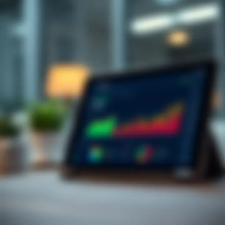 Financial Management Software A digital tablet displaying financial management software