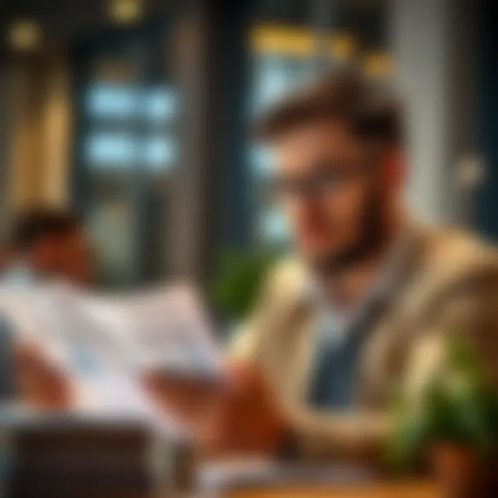 Financial Review and Analysis A thoughtful individual reviewing financial documents