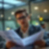 A thoughtful individual reviewing financial documents