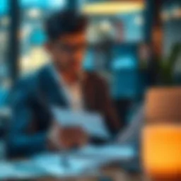 A small business owner analyzing insurance documents