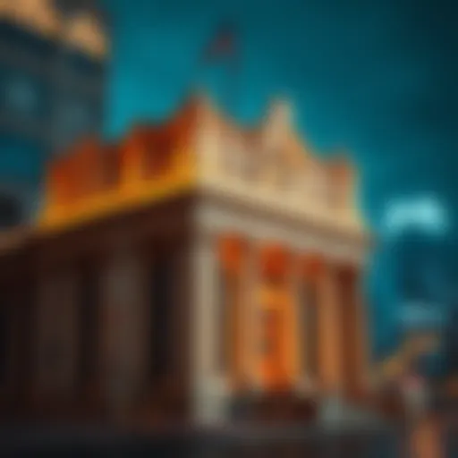 An intricate design of a bank's architectural structure