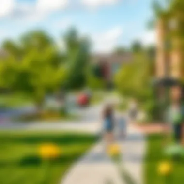 Vibrant Community Amenities Community park with families enjoying recreational activities