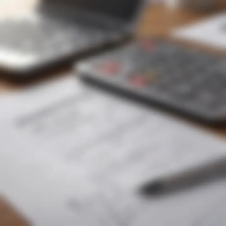 A calculator and mortgage documents on a desk