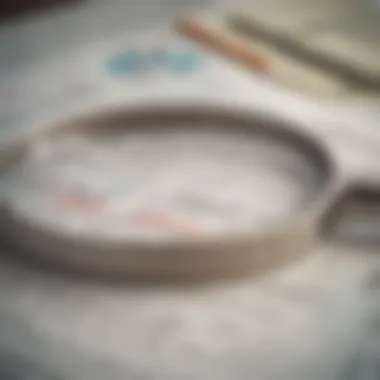 Magnifying glass over financial documents