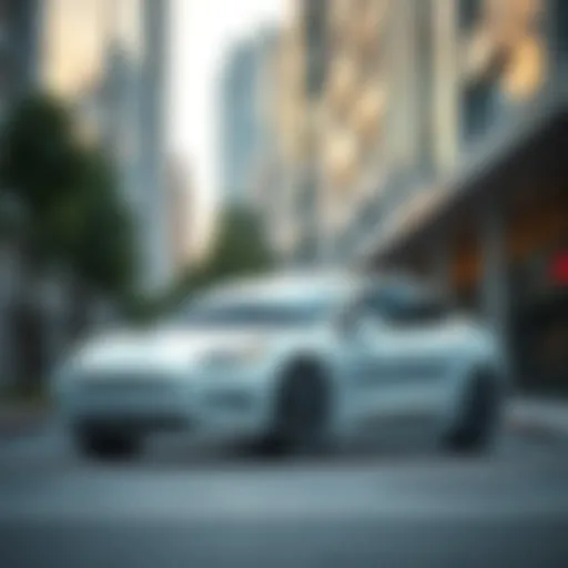 An elegant Tesla parked in a modern urban setting