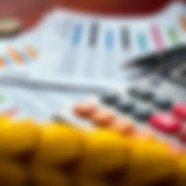 A calculator and financial reports indicating loan calculations
