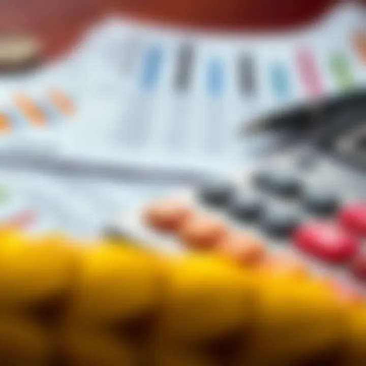 A calculator and financial reports indicating loan calculations