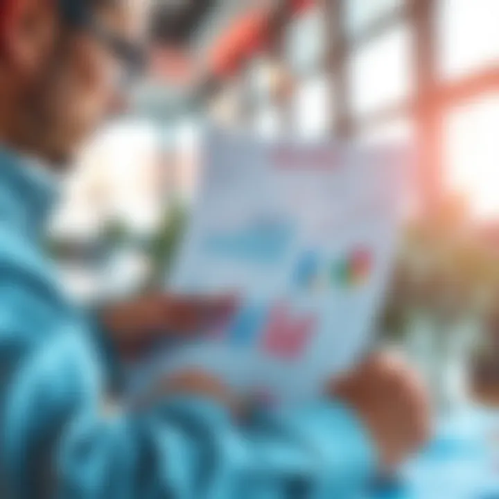 A financial planner analyzing property investment charts and graphs.