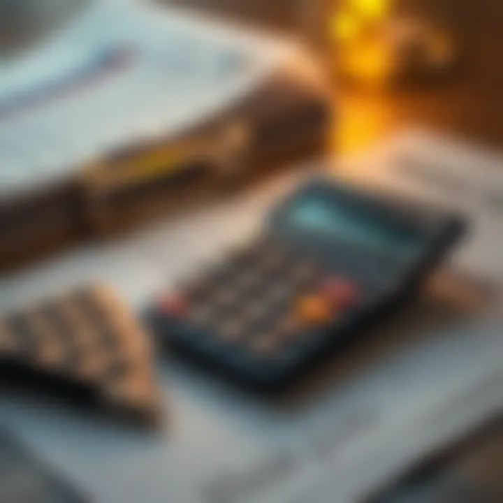 A calculator with financial documents