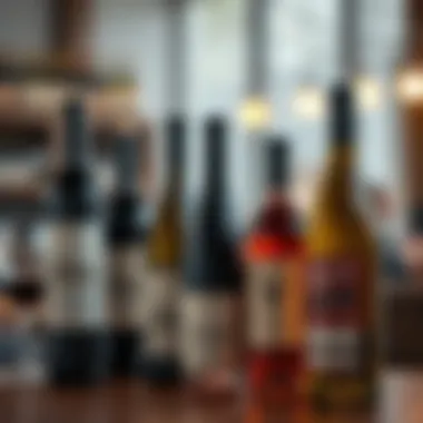 Elegant wine bottles with unique branding on a wooden table