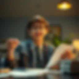 Young adult evaluating loan options