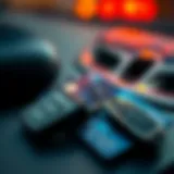 A credit card with car keys