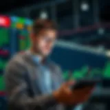 A beginner analyzing stock market trends on a digital device