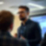 An entrepreneur presenting a pitch to potential investors