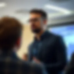 An entrepreneur presenting a pitch to potential investors