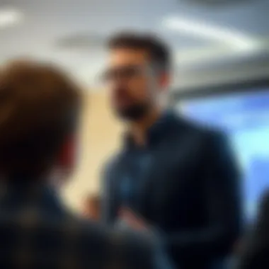 Entrepreneurial Pitch Presentation An entrepreneur presenting a pitch to potential investors