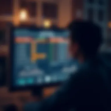 A person analyzing credit scores on a computer screen.