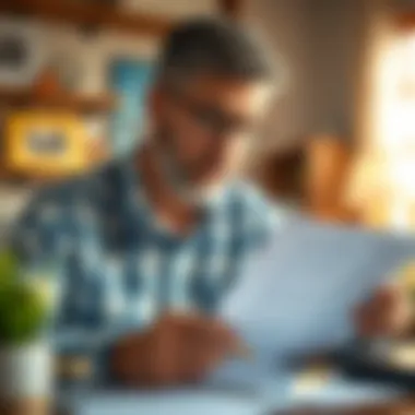 Homeowner Analyzing Rental Agreements Homeowner reviewing rental agreements with a pen