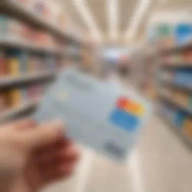 Retail store aisle displaying reloadable Visa cards for purchase