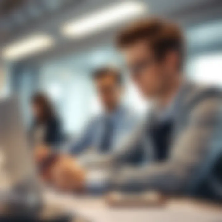 A certification exam being taken with concentration