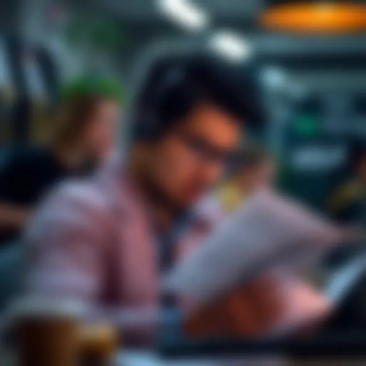 A focused individual studying finance materials