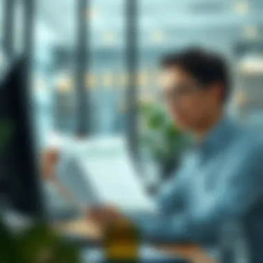 Illustration of a person reviewing their credit report