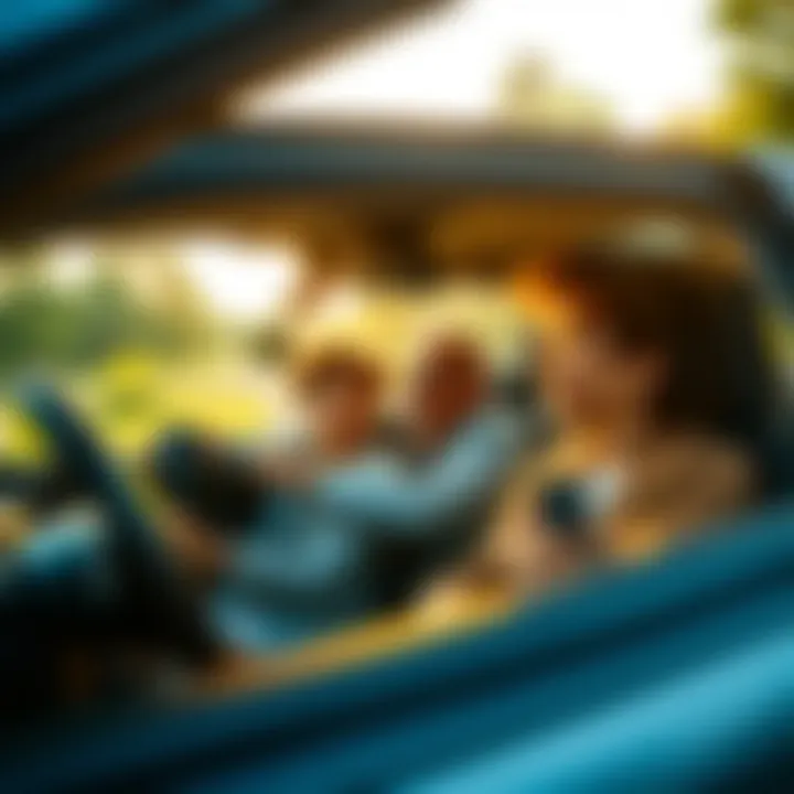 Family enjoying a drive in a hybrid vehicle