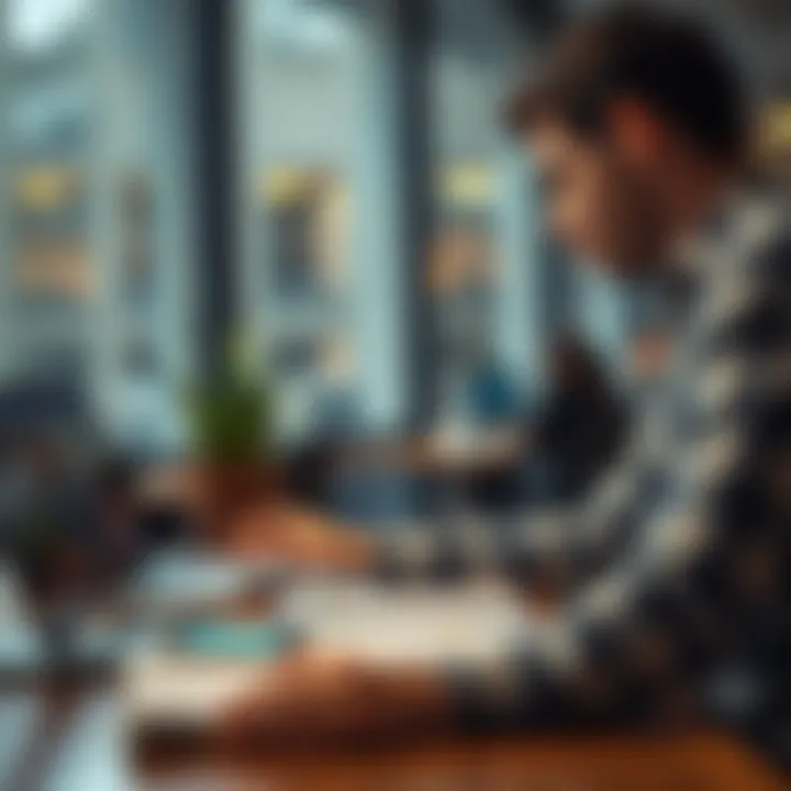 An individual comparing different tax software options on a table