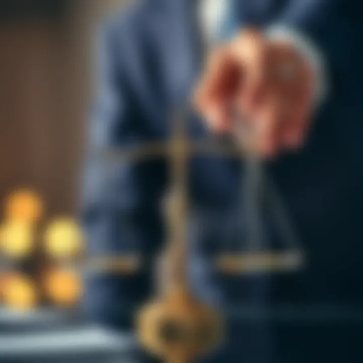 Balancing Financial Decisions Person balancing financial decisions with a scale