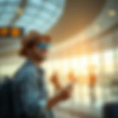 Traveler Utilizing Delta SkyMiles Benefits Traveler enjoying benefits of Delta SkyMiles card at airport