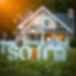 Symbolic representation of credit scores with a home in the background