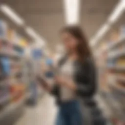 A teenager using the PayPal debit card at a store