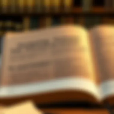 An open book with legal terminology related to wills and estates