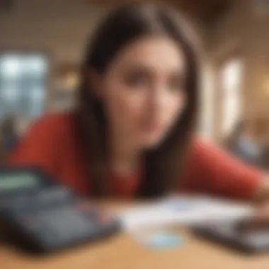 Budgeting with Cashback Benefits A student budgeting with a calculator and cashback card advantages.