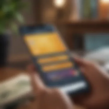 Cashback Rewards Management A close-up of a smartphone displaying a cashback rewards app.