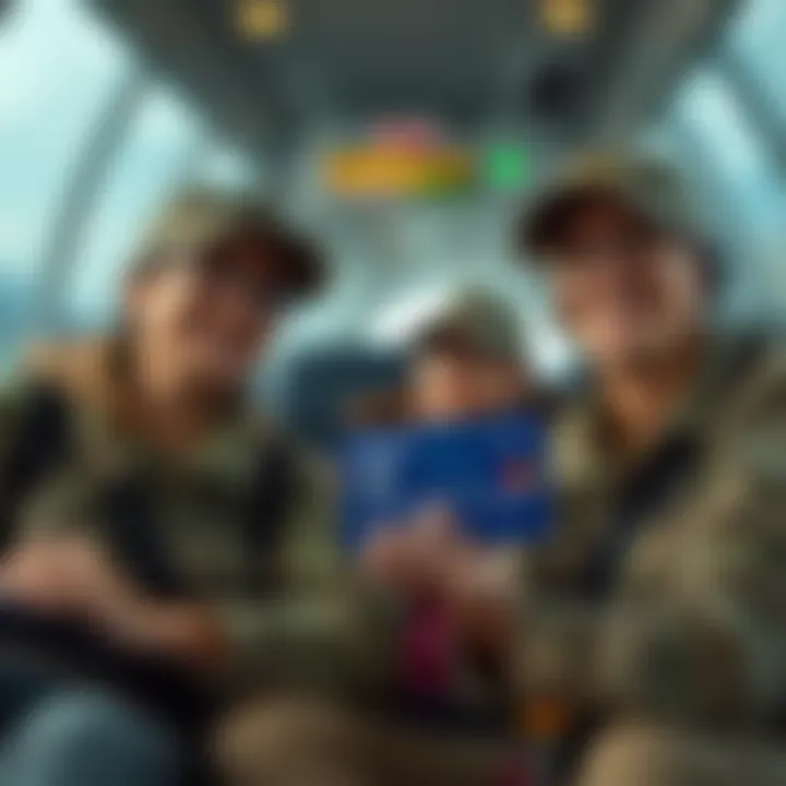 Traveling with the USAA Travel Card Depicting military families enjoying travel experiences