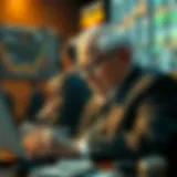 Warren Buffett analyzing stock data